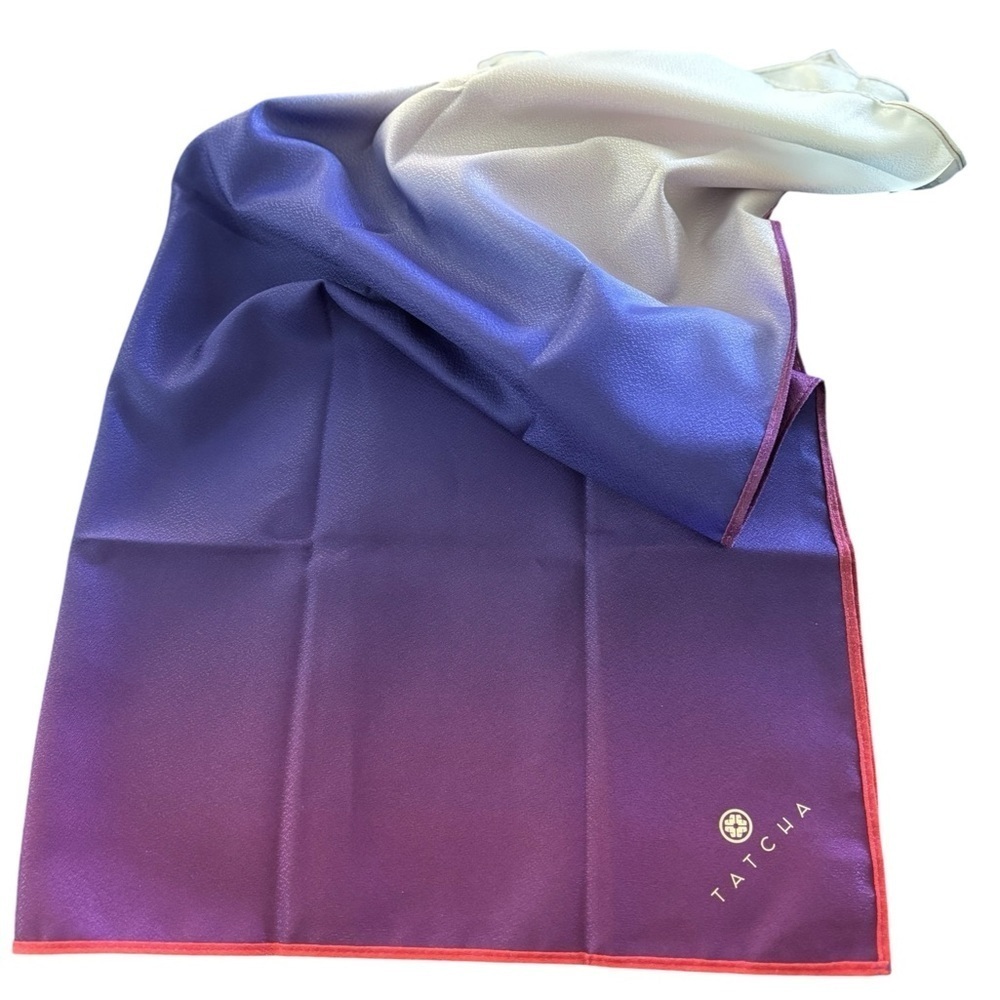 Tatcha Square Colorblock Omni Scarf Purple Silver Brick 27X27 With Logo